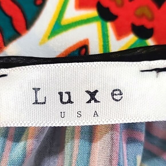 Luxe USA Colorful Abstract Art Jersey Dress, Size Large - Picture 8 of 9